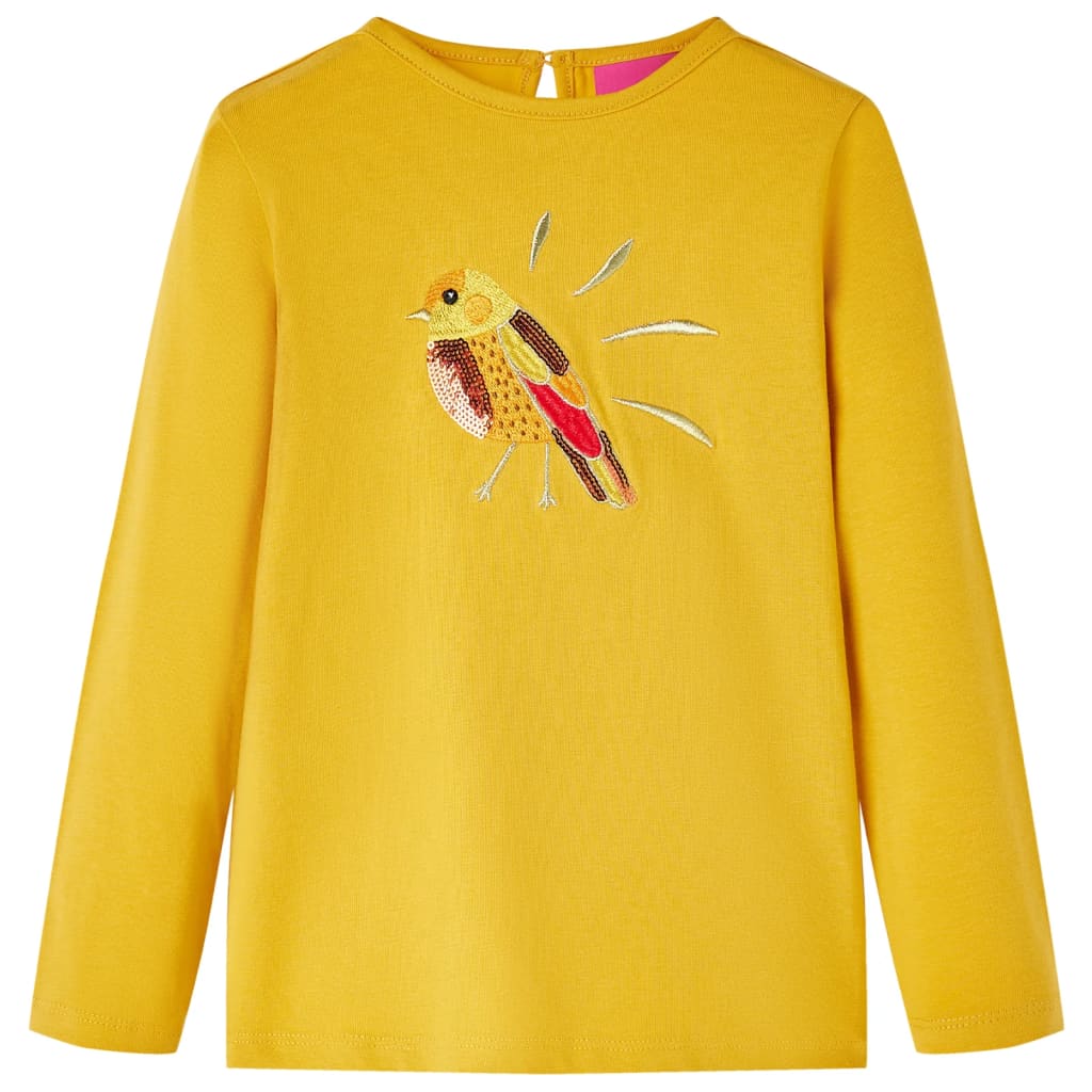 Camicia per bambini Vidaxl con maniche lunghe 116 ocra scura colorata