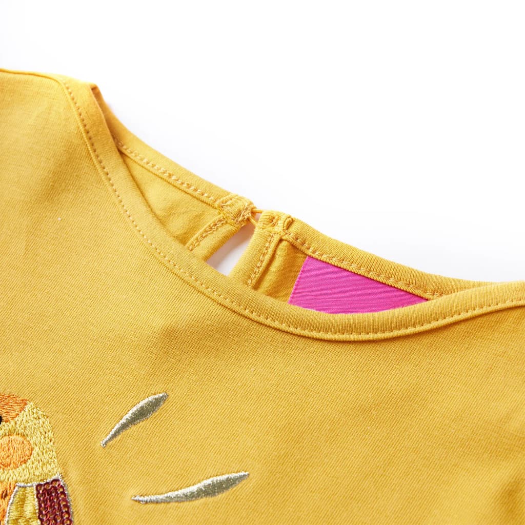 Camicia per bambini Vidaxl con maniche lunghe 116 ocra scura colorata