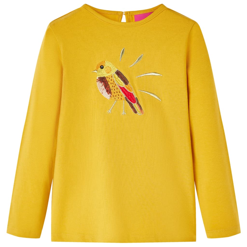 Camicia per bambini Vidaxl con maniche lunghe 128 ocra scura colorata