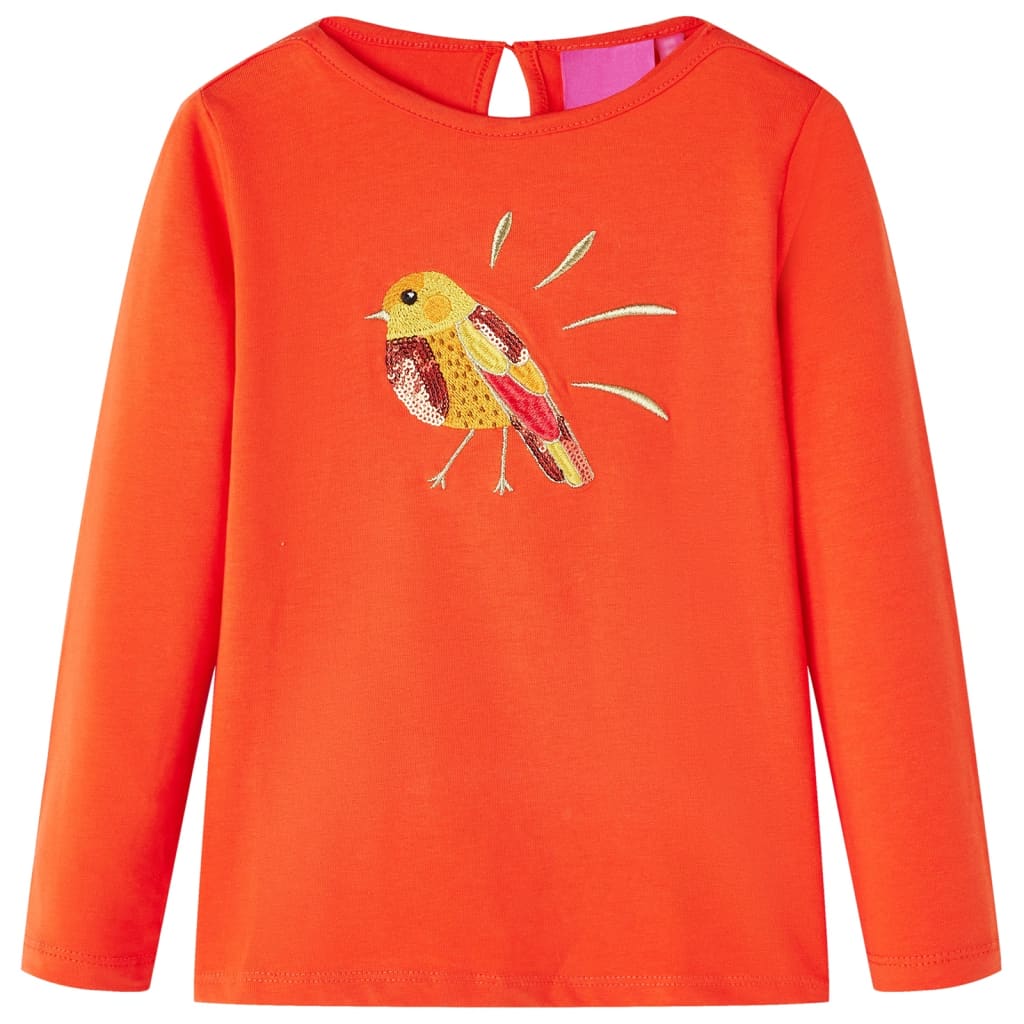 Camicia per bambini Vidaxl con maniche lunghe 128 DONKERORANJE