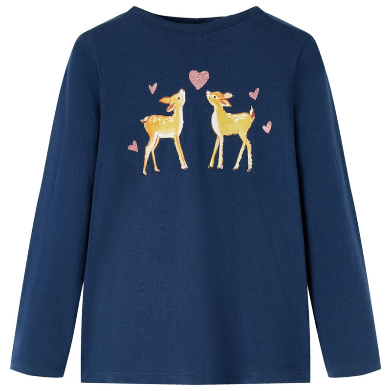 Camicia per bambini Vidaxl con maniche lunghe 128 blu navy