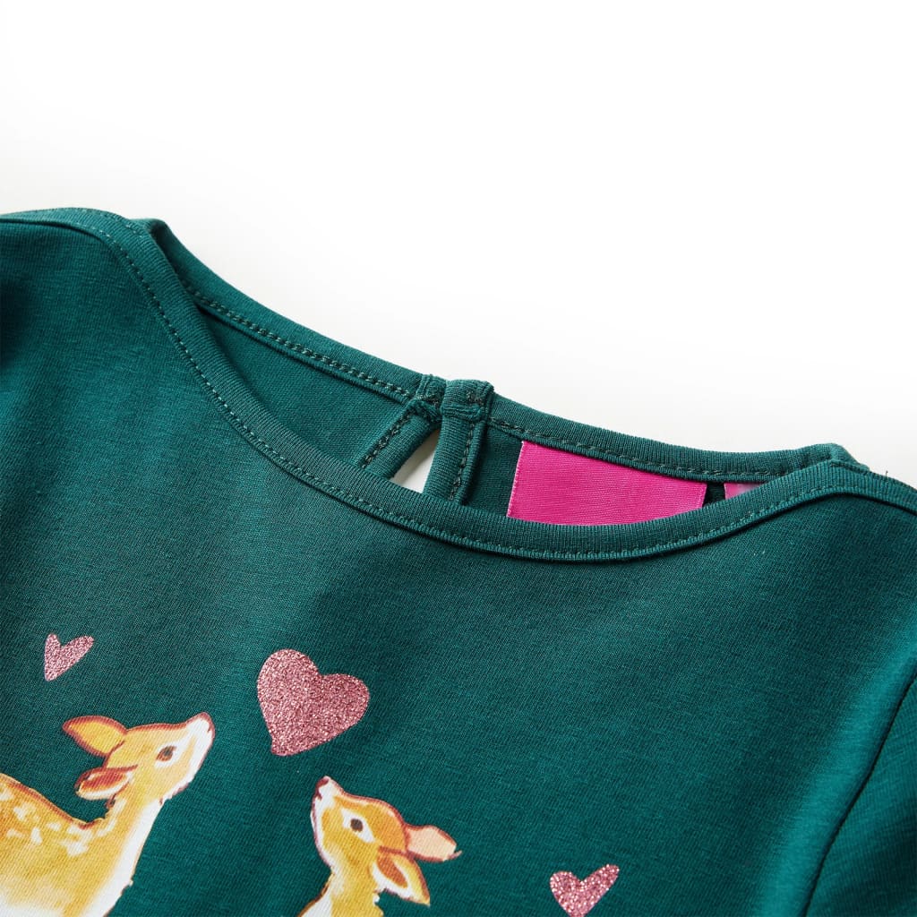 Camicia per bambini Vidaxl con maniche lunghe 92 Donkergroen