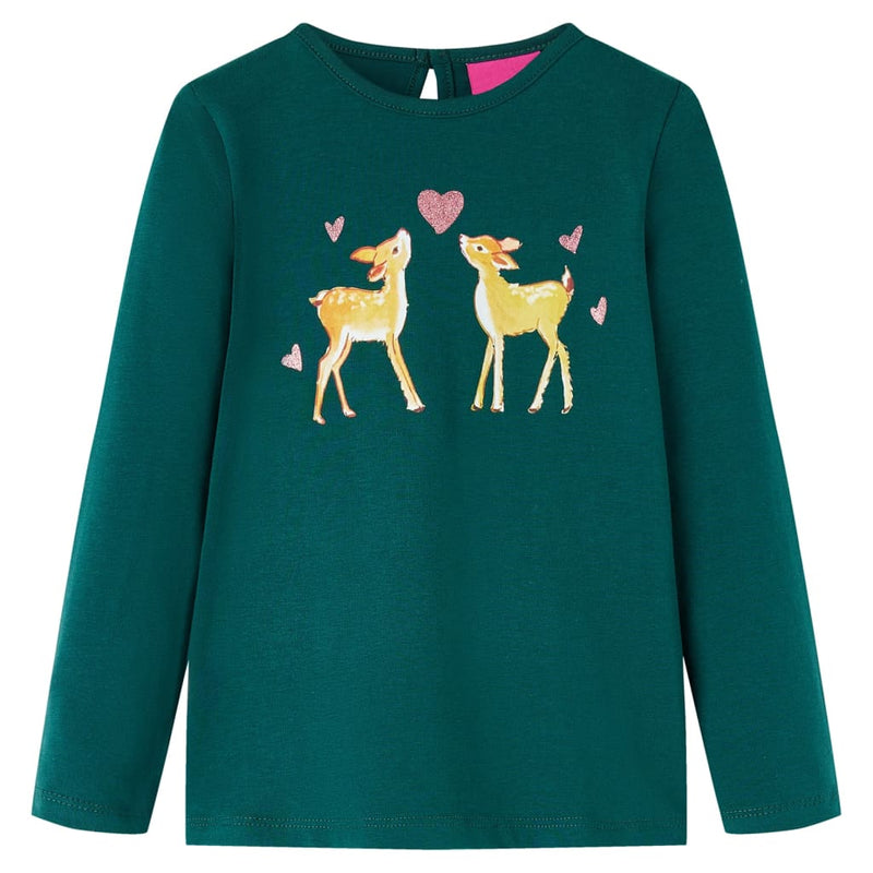 Camicia per bambini Vidaxl con maniche lunghe 104 Donkergroen