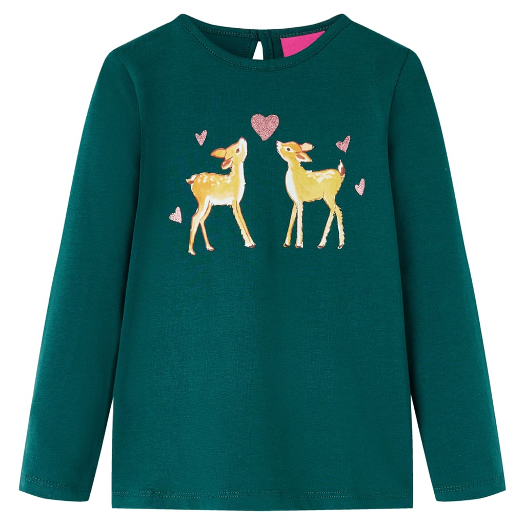 Camicia per bambini Vidaxl con maniche lunghe 116 verde scuro
