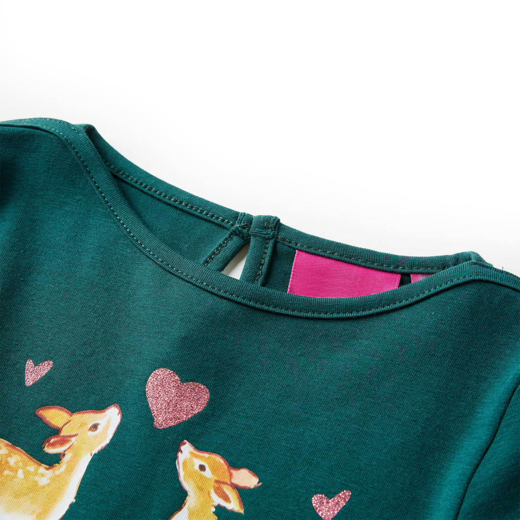 Camicia per bambini Vidaxl con maniche lunghe 140 verde scuro