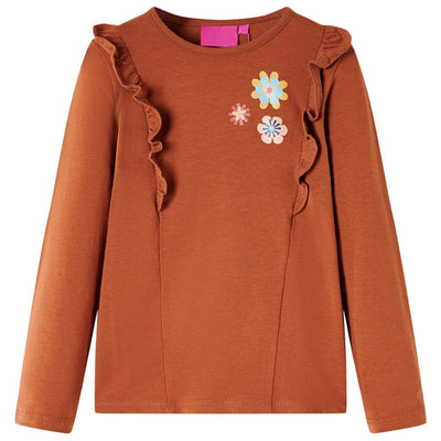 Camisa infantil de Vidaxl con mangas largas 92 Cognac Colored