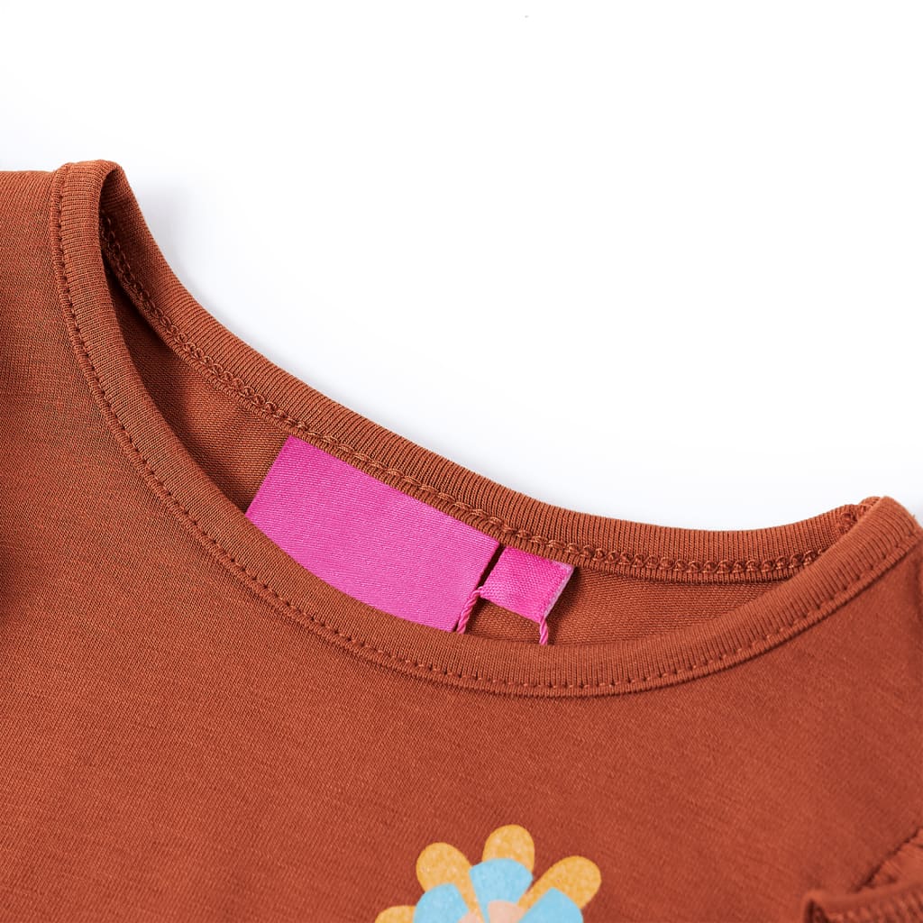 Camicia per bambini Vidaxl con maniche lunghe 128 cognac color