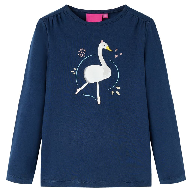 Camicia per bambini Vidaxl con maniche lunghe 116 blu navy