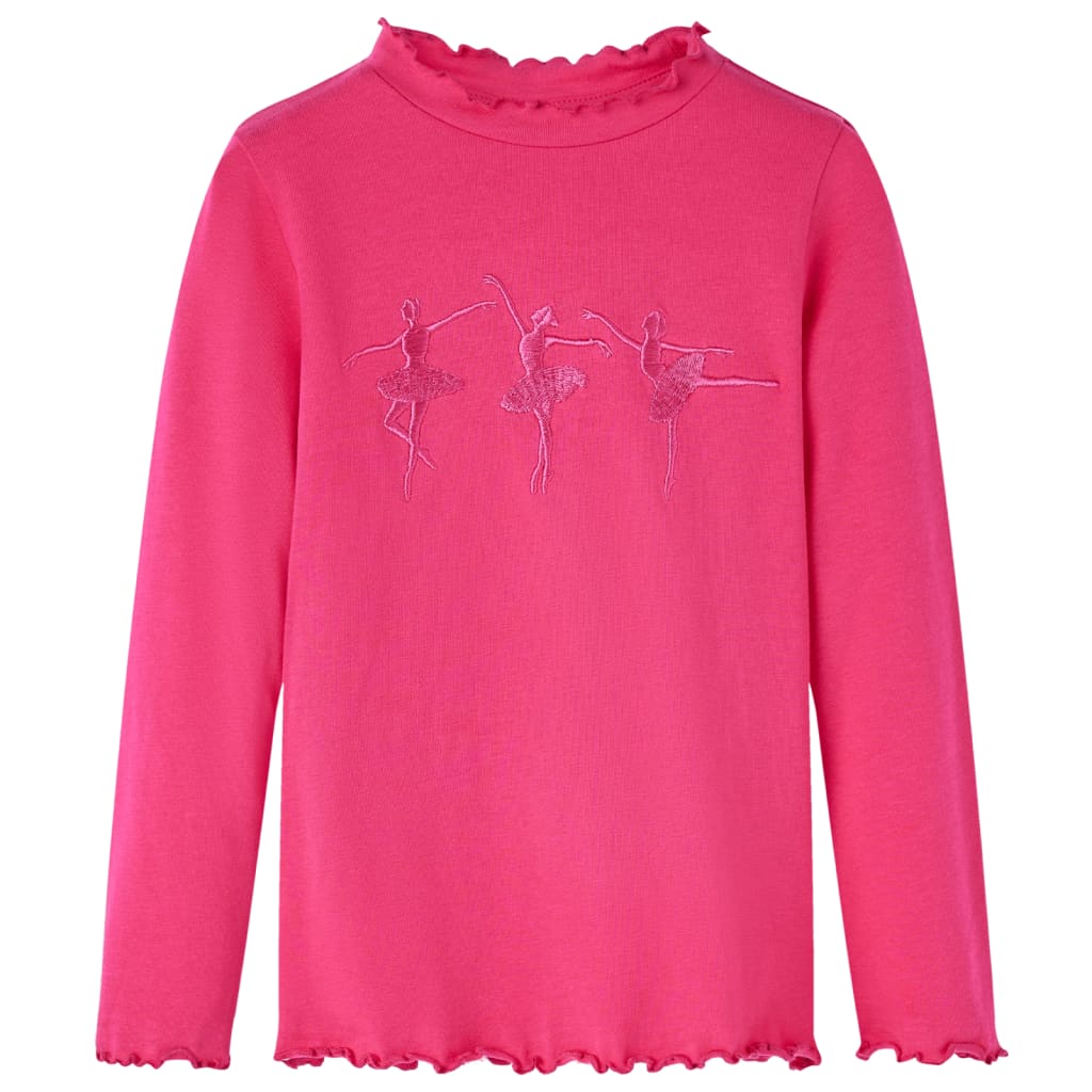 Camisa infantil de Vidaxl con mangas largas 128 Rosa brillante