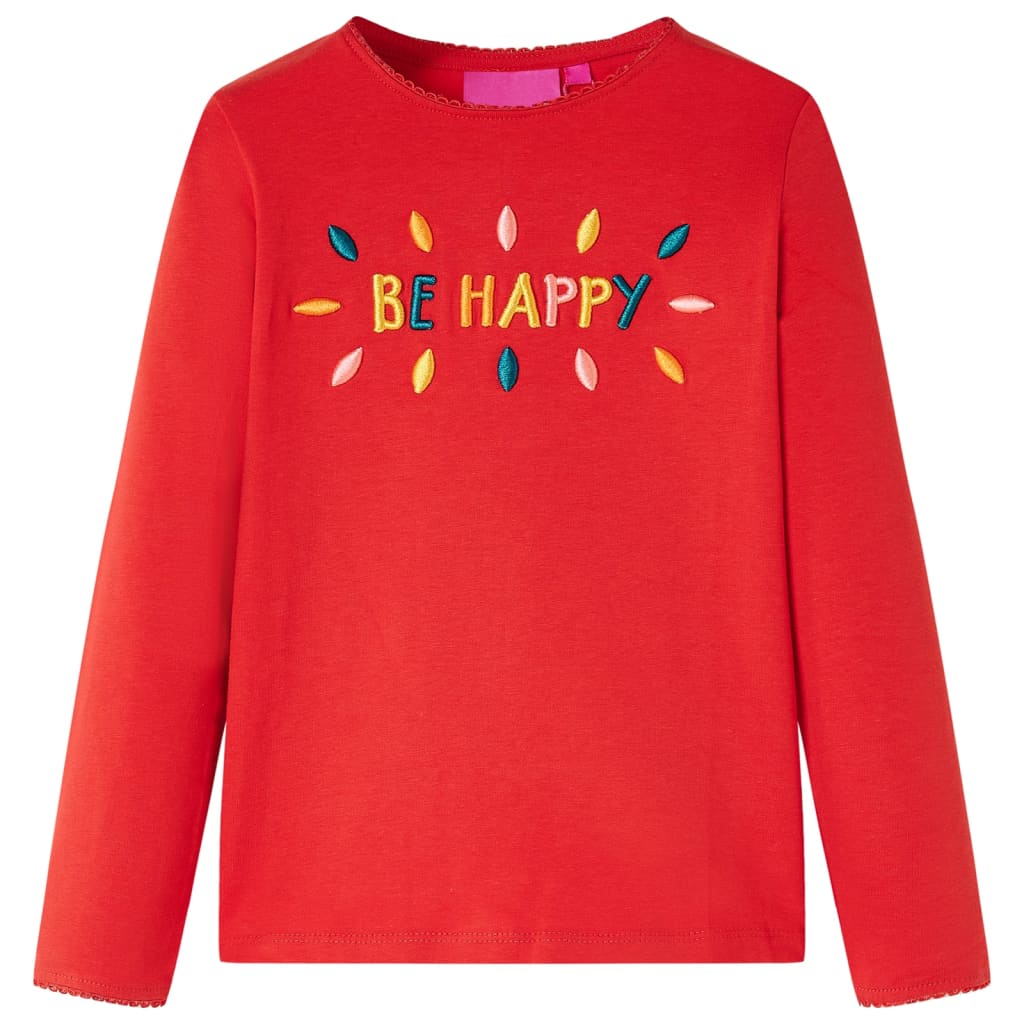 Camicia per bambini Vidaxl con maniche lunghe 128 rossa