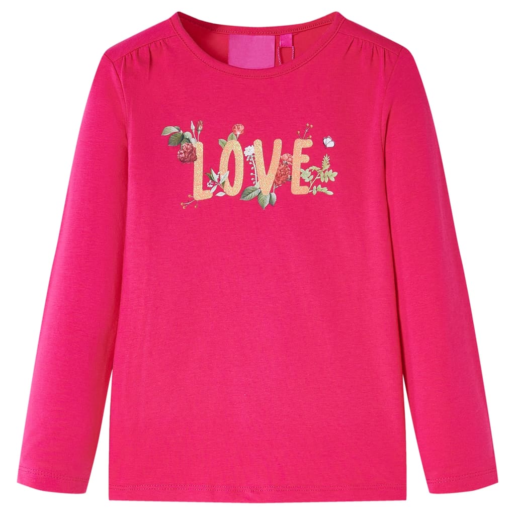 Camicia per bambini Vidaxl con maniche lunghe 92 rosa brillante