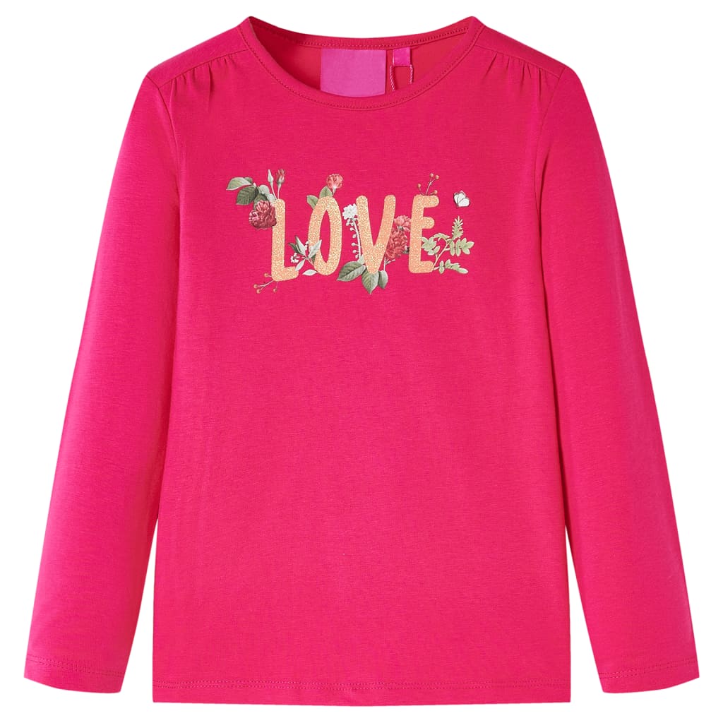 Camicia per bambini Vidaxl con maniche lunghe 104 rosa brillante