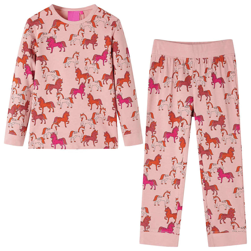 Pijama para niños de Vidaxl con mangas largas 92 rosa claro