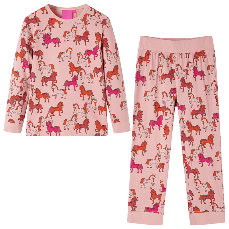Pigiama per bambini Vidaxl con maniche lunghe 128 rosa chiaro