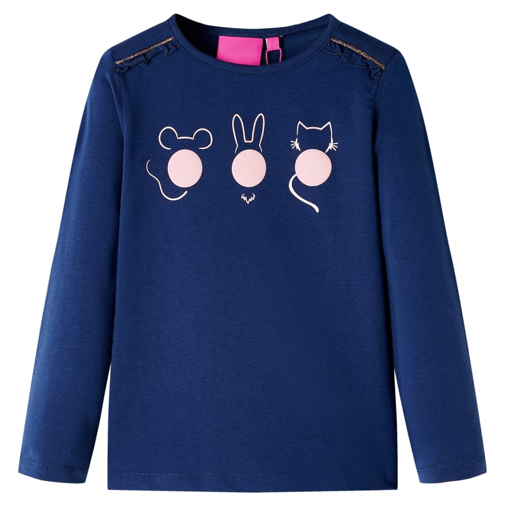 VidaXL Kindershirt met lange mouwen 116 marineblauw