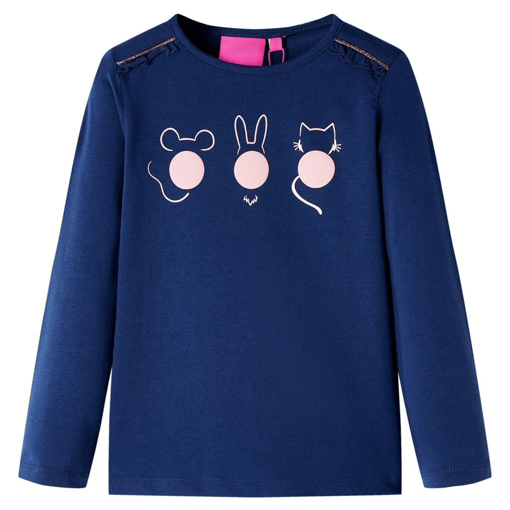 Camicia per bambini Vidaxl con maniche lunghe 128 blu navy