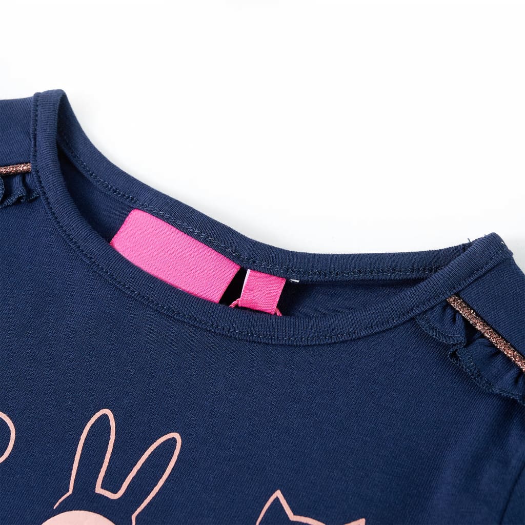 Camisa para niños de Vidaxl con mangas largas 128 azul marino