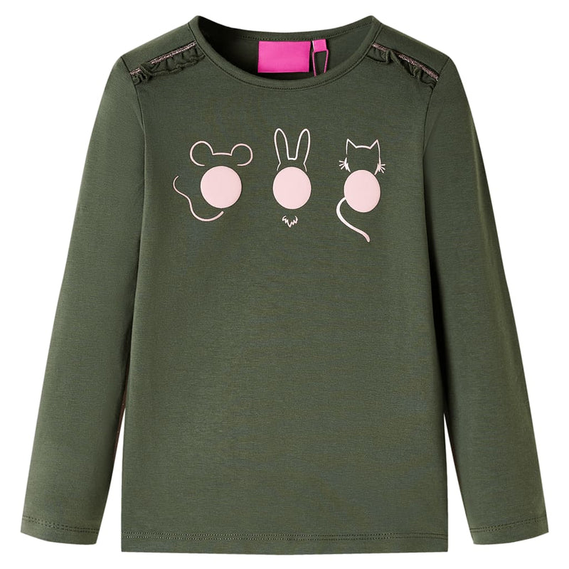 Camicia per bambini Vidaxl con maniche lunghe 92 kakikentig