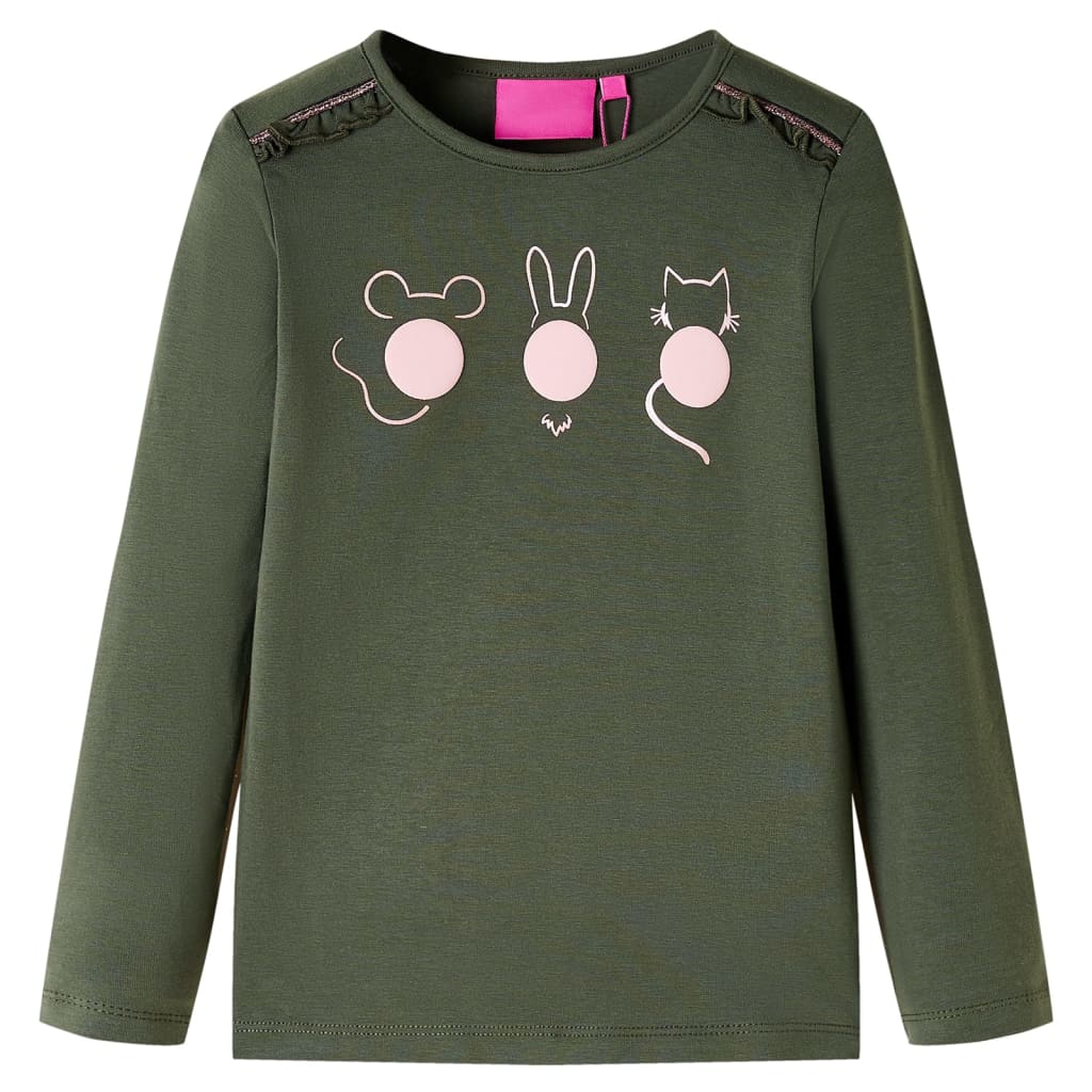 Camicia per bambini Vidaxl con maniche lunghe 128 kakikentig