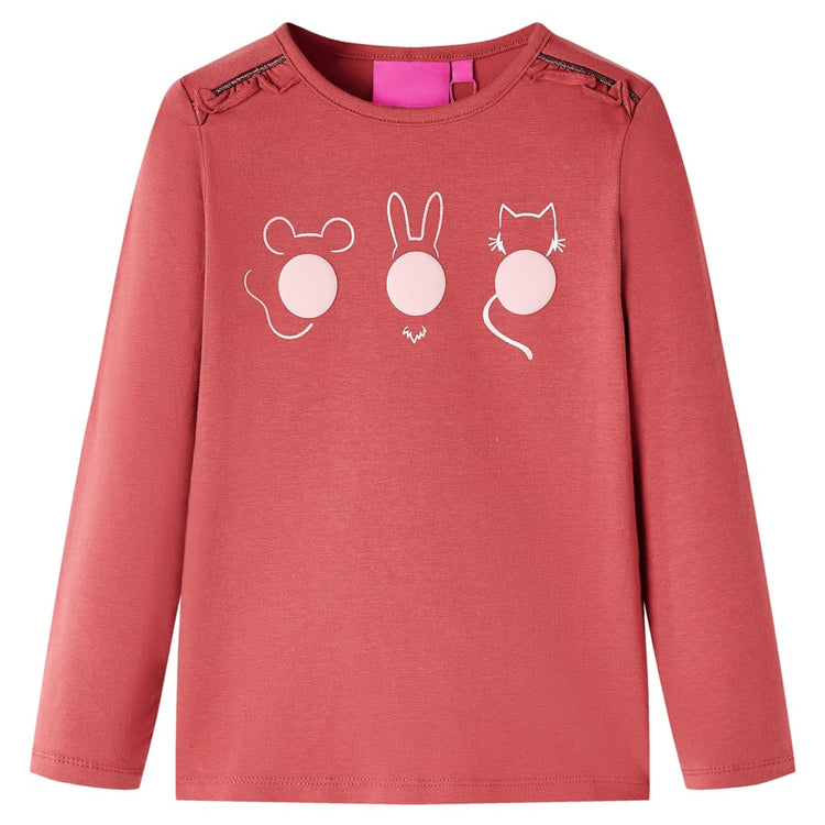 Camisa infantil de Vidaxl con mangas largas 128 Rose Brown