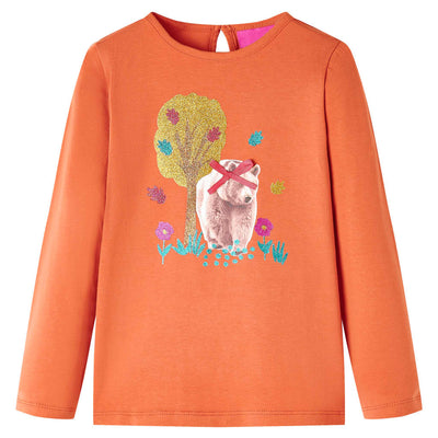 Camisa infantil de Vidaxl con mangas largas 92 Oranjebruin