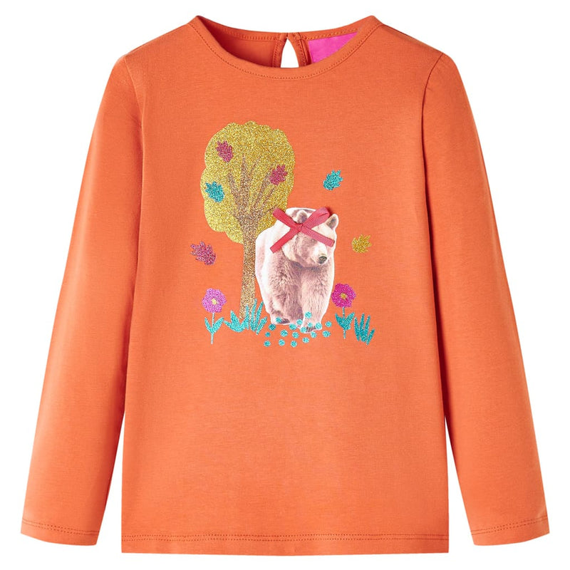 Camicia per bambini Vidaxl con maniche lunghe 128 Oranjebruin