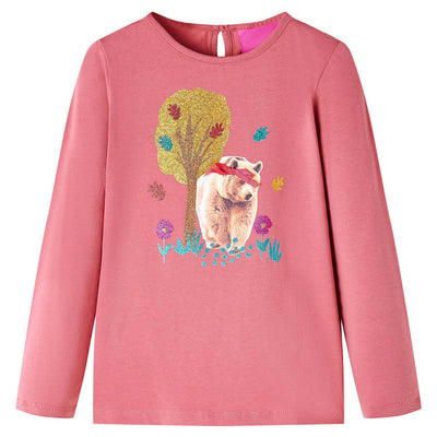 Camisa infantil de Vidaxl con mangas largas 92 Old Pink