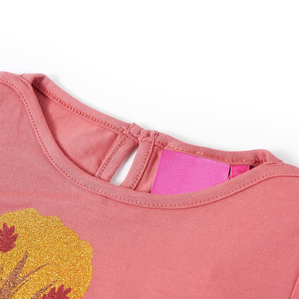 Camicia per bambini Vidaxl con maniche lunghe 116 vecchia rosa