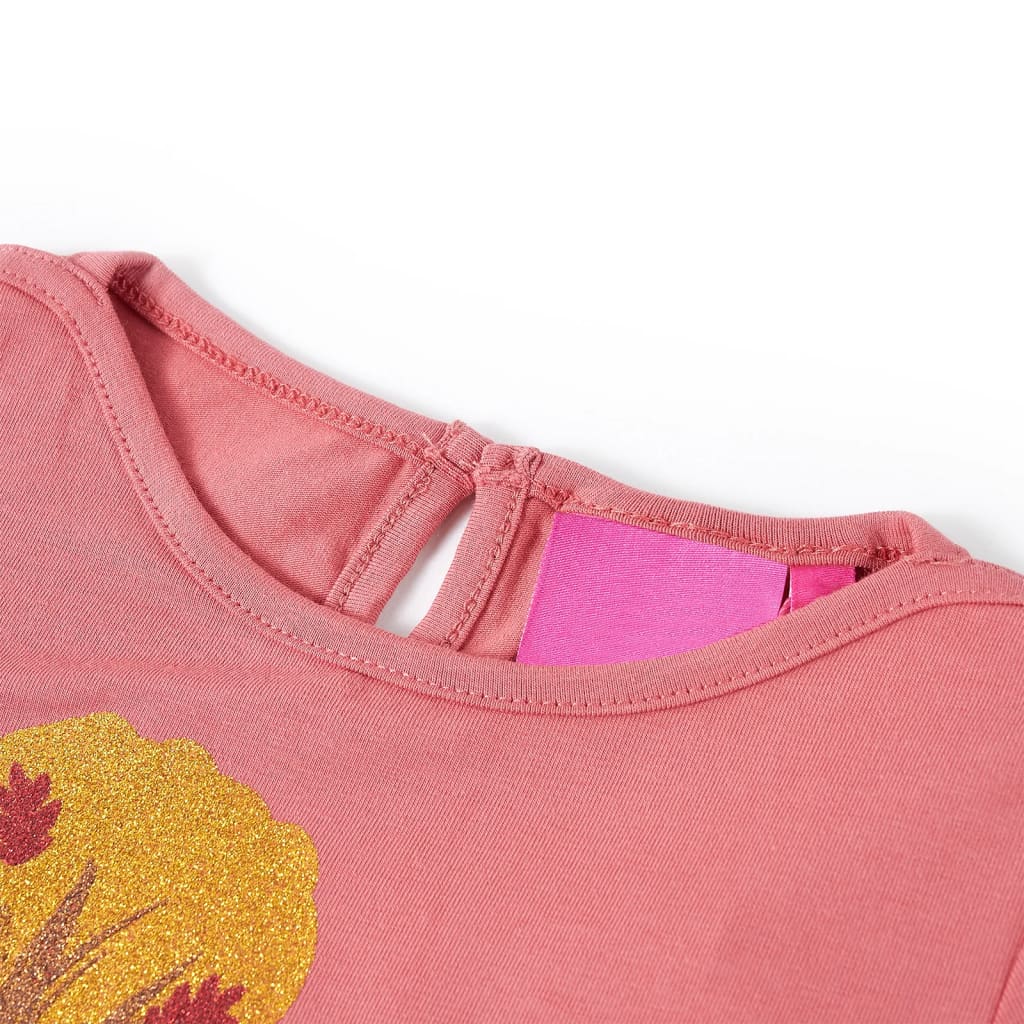 Camicia per bambini Vidaxl con maniche lunghe 128 vecchia rosa