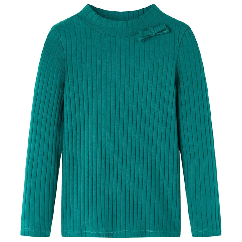 Vidaxl kindershirt met lange mouwen geribd 128 donkergroen