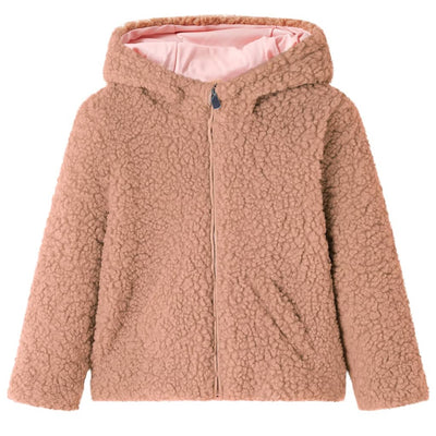 Vidaxl Chaqueta para niños con capucha 104 Teddy artificial Vehículo ligero Cognac