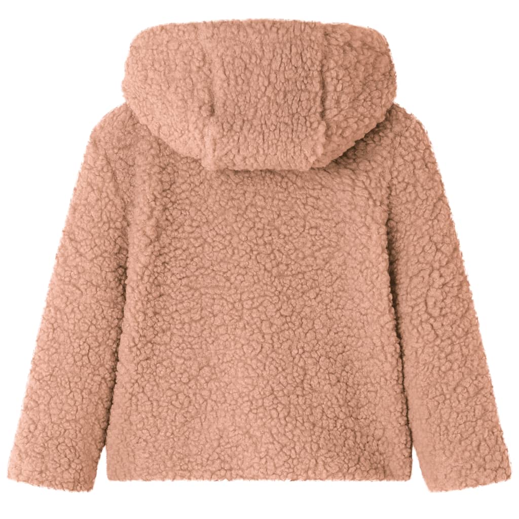 Chaqueta infantil de Vidaxl con capucha 128 Teddy Kunstvacht Light Cognac