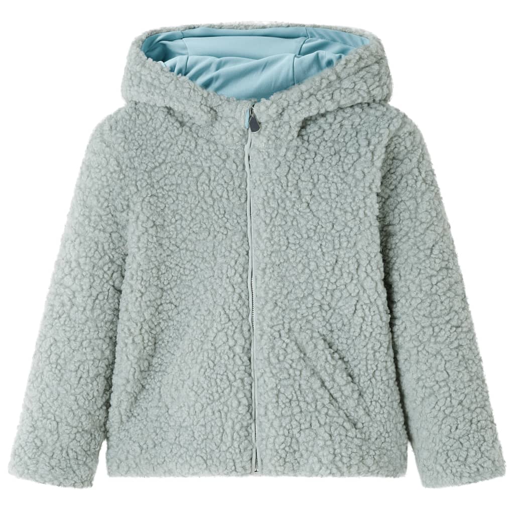 Vidaxl kinderjas met capuchon teddy 116 kunstvacht mintkleurig