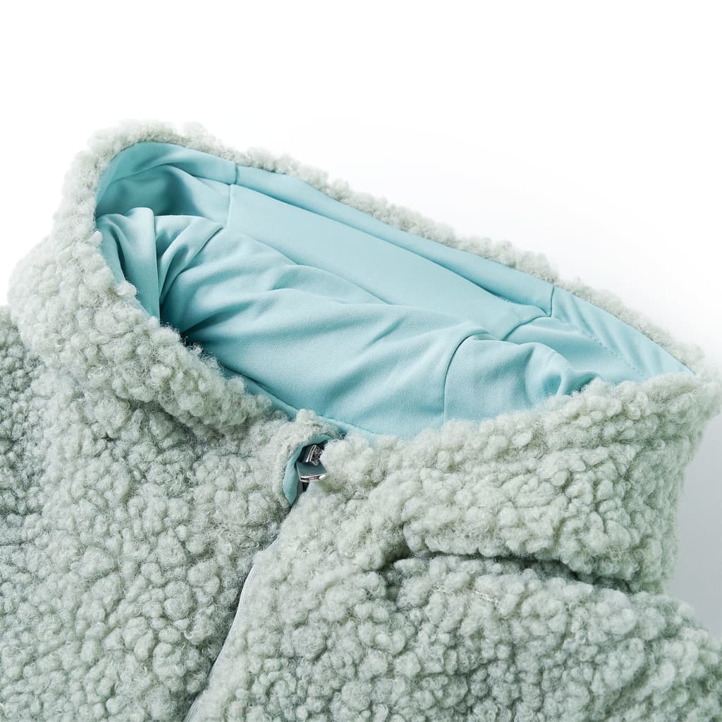 Vidaxl kinderjas met capuchon teddy 116 kunstvacht mintkleurig