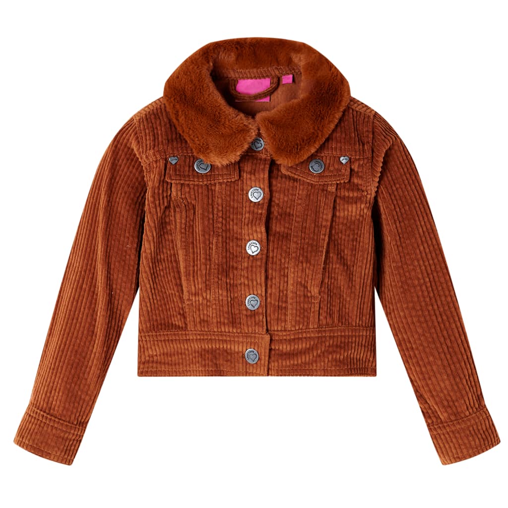 Vidaxl kinderjas 104 ribfluweel cognackleurig