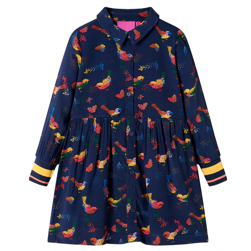 Abito per bambini Vidaxl con maniche lunghe 128 blu navy