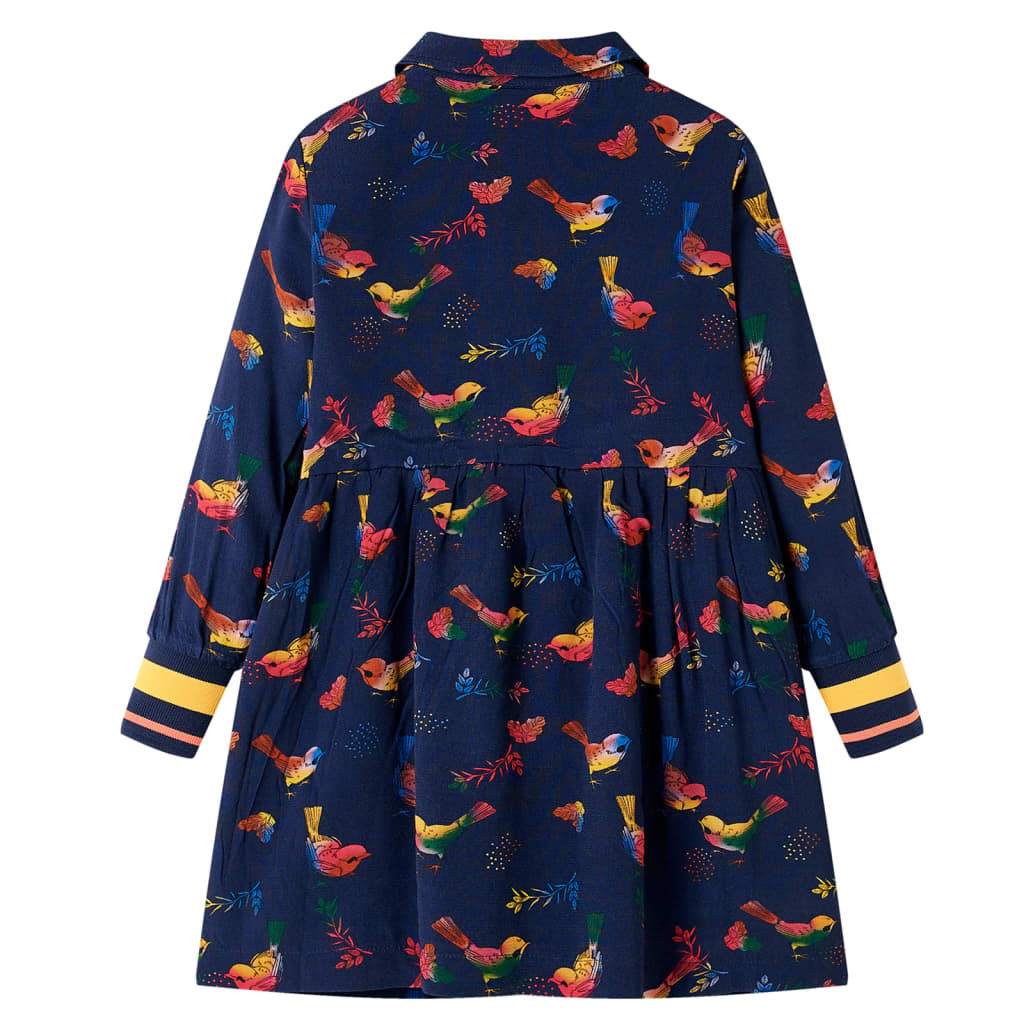 Abito per bambini Vidaxl con maniche lunghe 128 blu navy