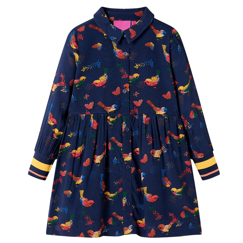 Abito per bambini Vidaxl con maniche lunghe 140 blu navy