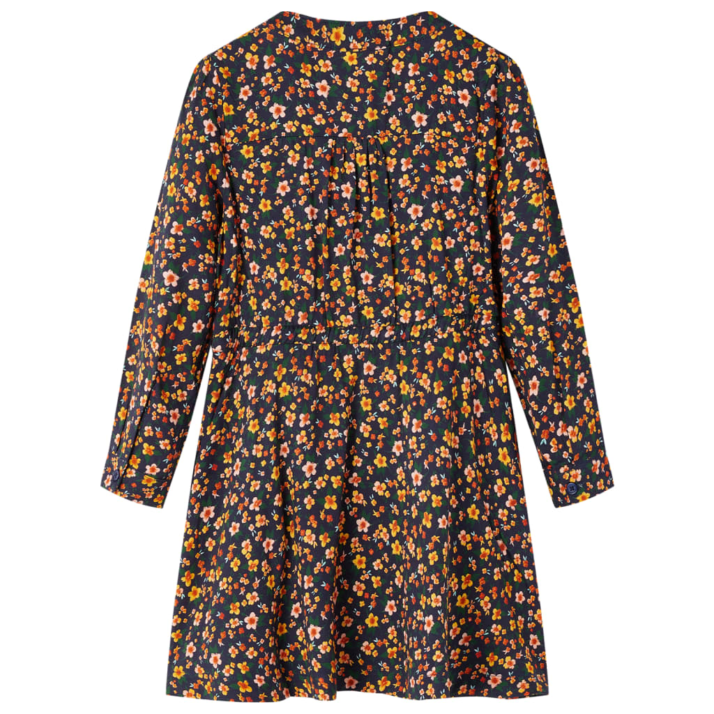 Abito per bambini Vidaxl con maniche lunghe 104 blu navy