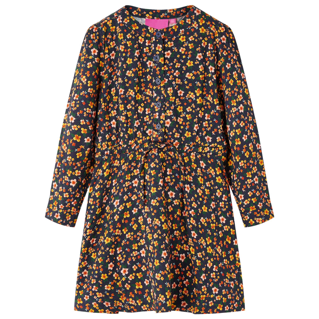 Abito per bambini Vidaxl con maniche lunghe 116 blu navy