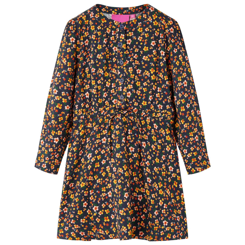 Abito per bambini Vidaxl con maniche lunghe 128 blu navy
