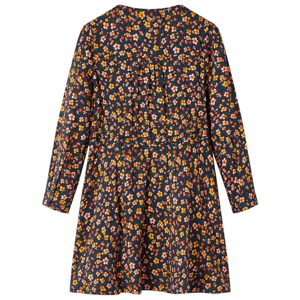 Abito per bambini Vidaxl con maniche lunghe 128 blu navy