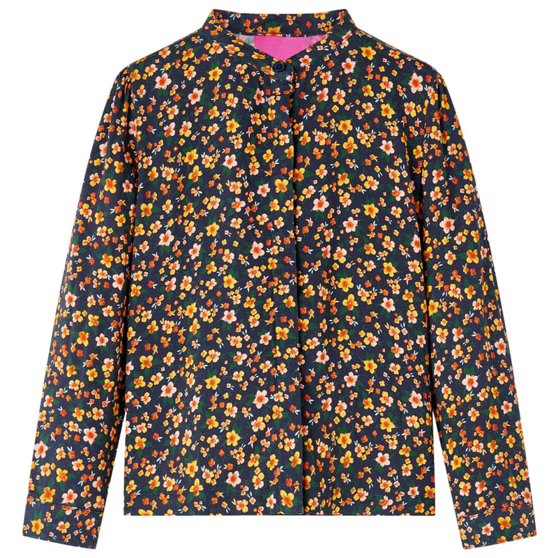 Vidaxl kinderoverhemd met bandkraag 128 marineblauw