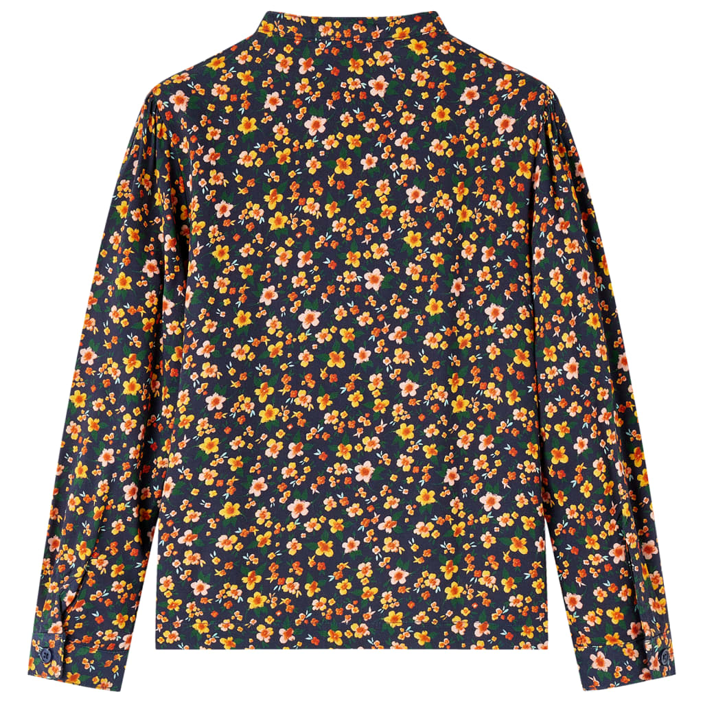 Vidaxl kinderoverhemd met bandkraag 128 marineblauw