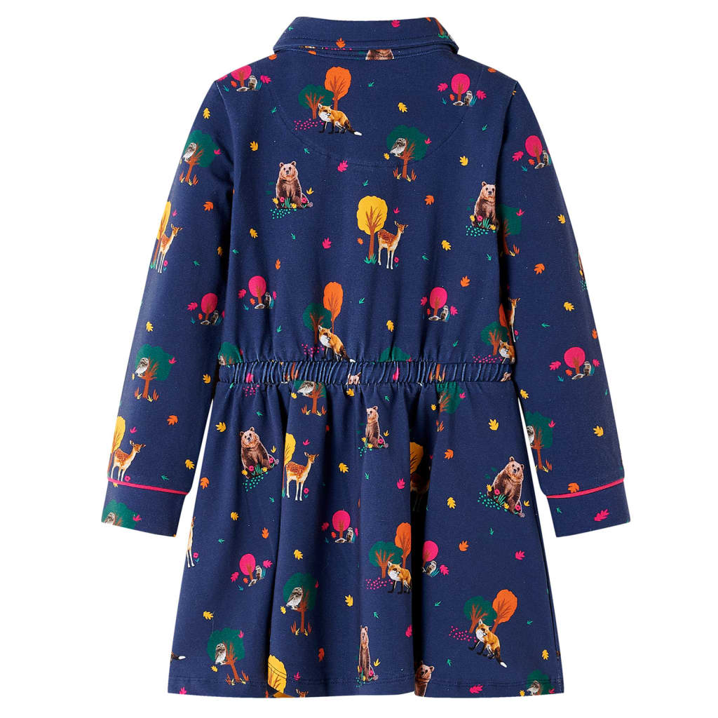 Vidaxl Dress per bambini a maniche lunghe e blu navy coullo