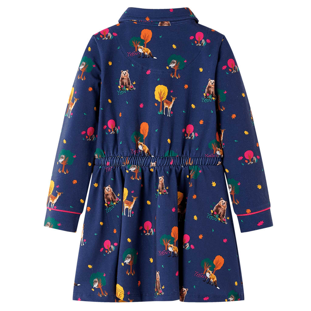 Vidaxl Dress per bambini a maniche lunghe e blu navy corsetto