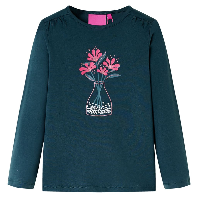 Camicia per bambini Vidaxl con maniche lunghe 104 Donkergroen