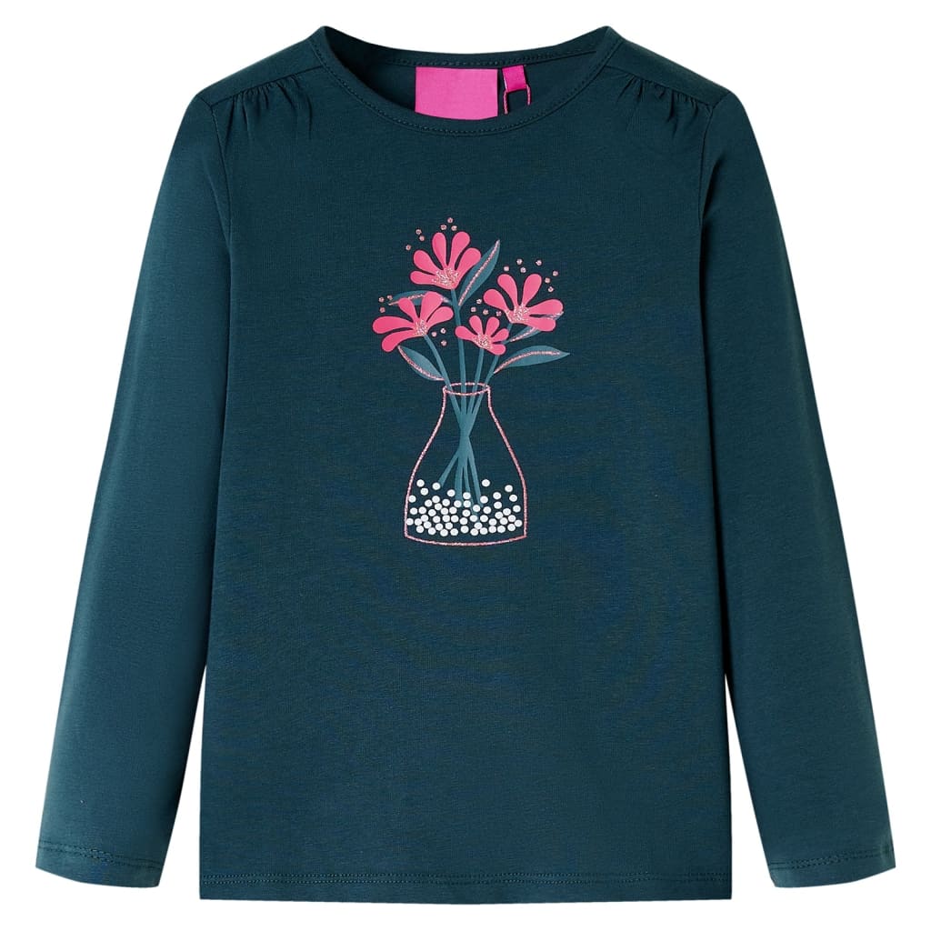Camicia per bambini Vidaxl con maniche lunghe 104 Donkergroen