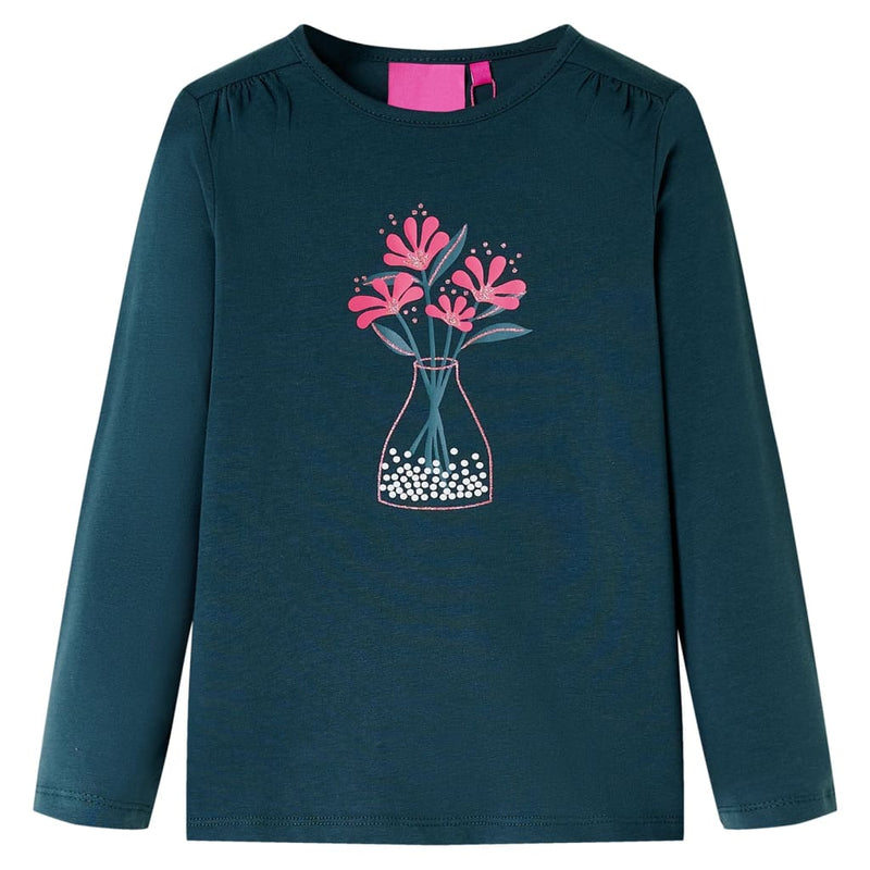 Camicia per bambini Vidaxl con maniche lunghe 140 verde scuro