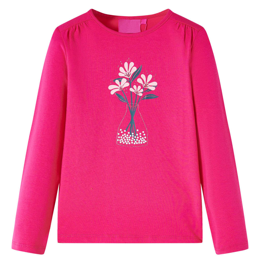 Camisa infantil de Vidaxl con mangas largas 128 Rosa brillante